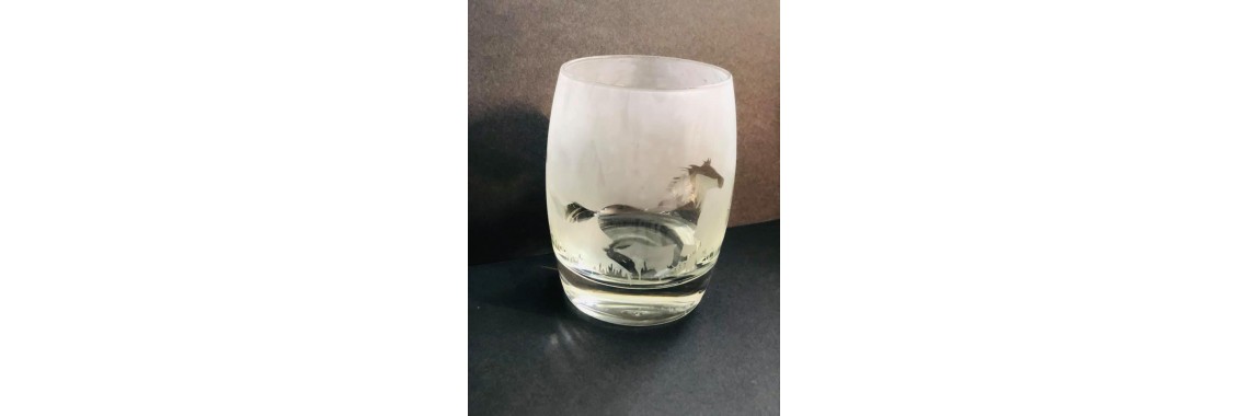 Etched Horse Glass